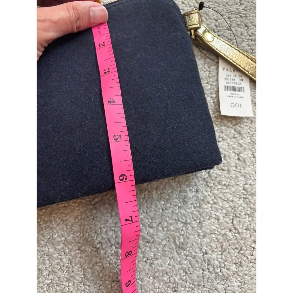 Talbots Wristlet One Size Navy Christmas Tree Embroidered Holiday Clutch NWT